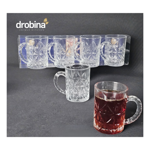 طقم كاسات شاي شفاف زجاج 4 حبة