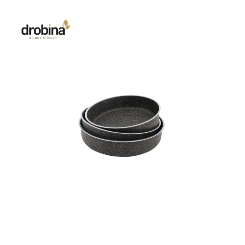 طقم صواني جرانيت تركي مدور رمادي