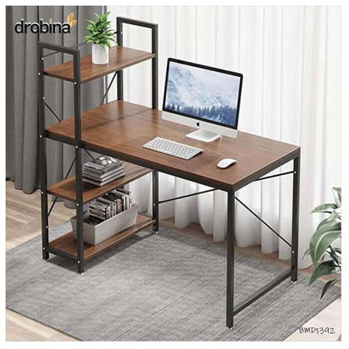 مكتب خشب مع ارفف تخزين