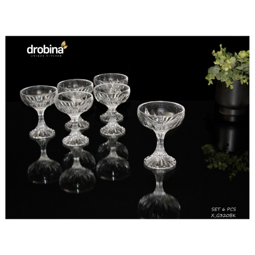 كاسات ايس كريم بقاعدة كريستال شفاف 6 قطع