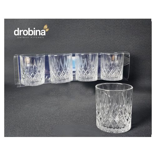 طقم كاسات عصير زجاج كريستال 4 حبة شفاف