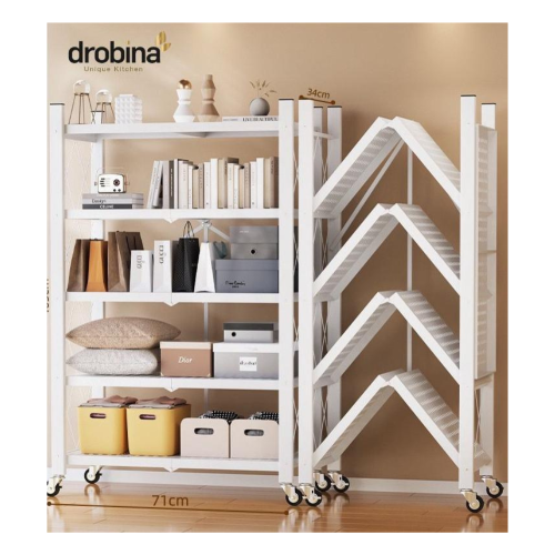 رف تخزين مخرم  قابل للطي 5 طبقات ابيض