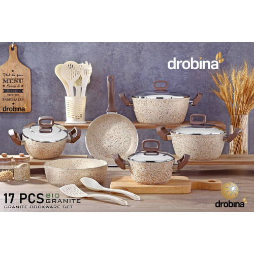 طقم قدور drobina 17 غرانيت تركي Ivory CREAM
