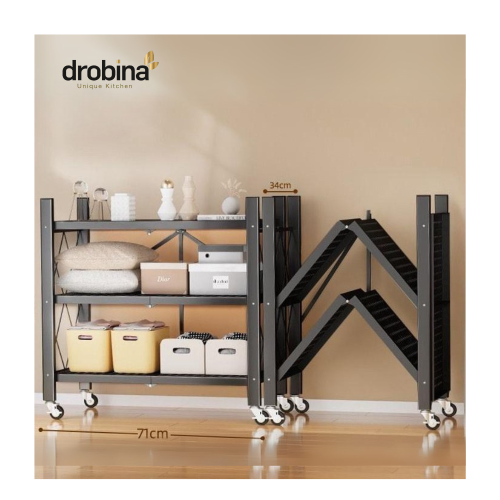 رف تخزين مخرم  قابل للطي 3 طبقات اسود