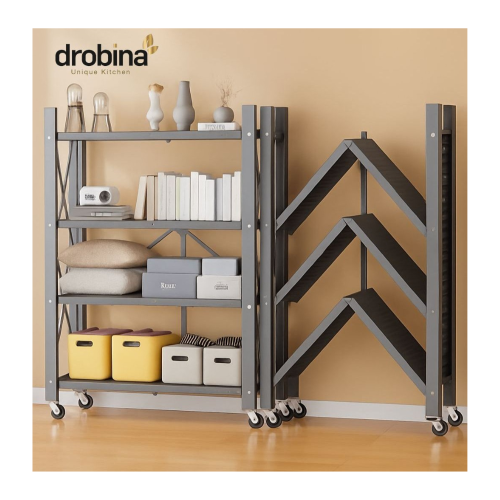 رف تخزين مخرم  قابل للطي 4 طبقات رمادي