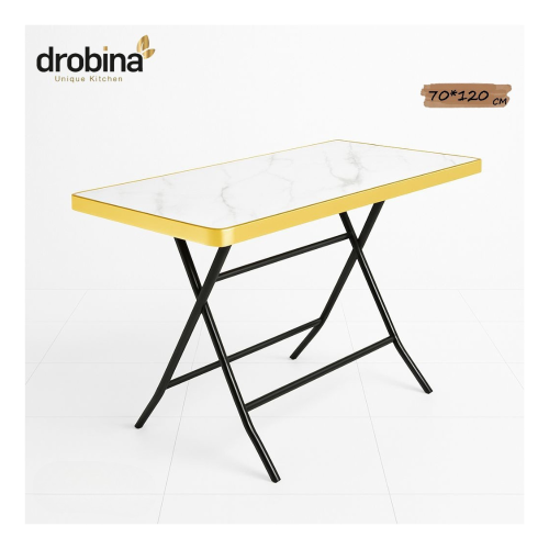 طاولة مستطيل قابلة للطي ابيض ذهبي