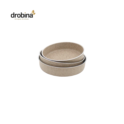 طقم صواني جرانيت تركي مدور كريم