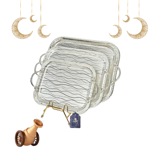 طقم تباسي تقديم فضي