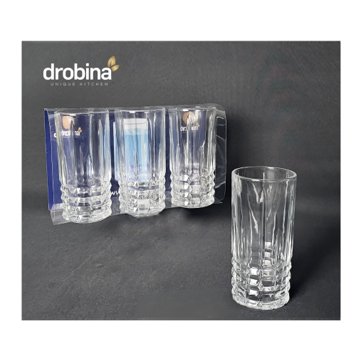 طقم كاسات عصير زجاج كريستال 3 حبة شفاف