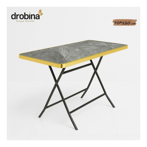 طاولة مستطيل قابلة للطي رمادي ذهبي