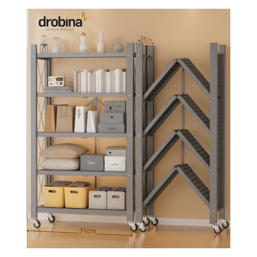 رف تخزين مخرم  قابل للطي 5 طبقات رمادي