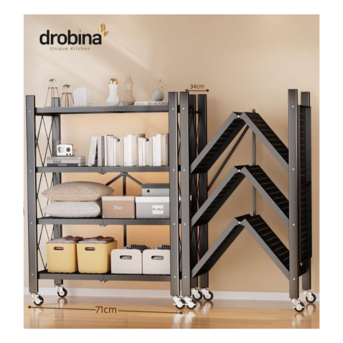 رف تخزين مخرم  قابل للطي 4 طبقات اسود