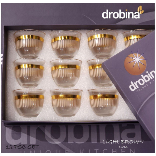طقم قهوة عربي 12 قطعة drobina مخطط LightBrown