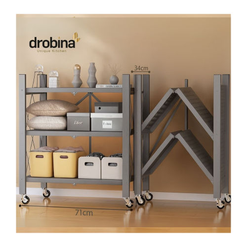 رف تخزين مخرم  قابل للطي 3 طبقات رمادي