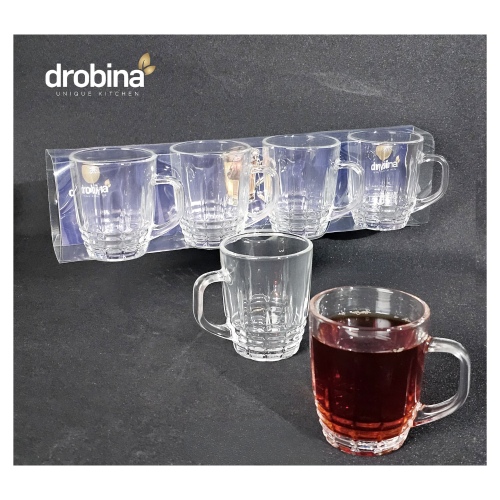 طقم كاسات شاي شفاف زجاج 4 حبة