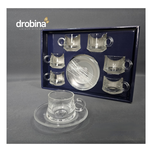 طقم فناجين قهوة تركي كريستال شفاف 12 قطعة