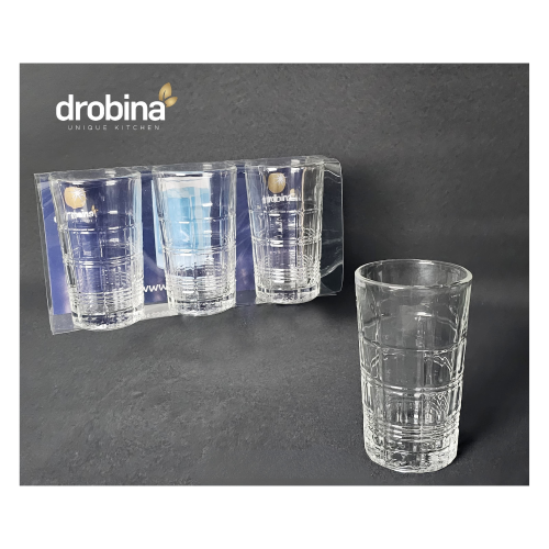 طقم كاسات عصير زجاج كريستال 3 حبة شفاف