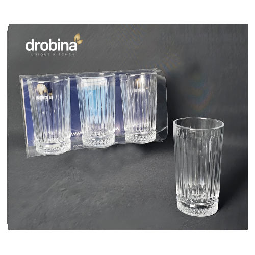 طقم كاسات عصير زجاج كريستال 3 حبة شفاف