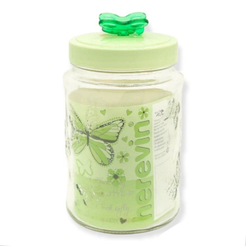 مرطبان زجاج ملون فراشة وسط