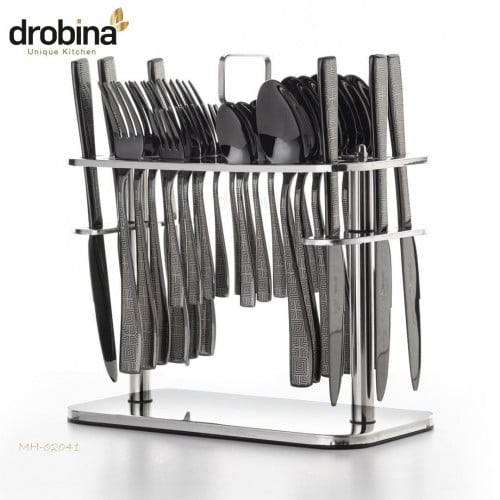 طقم ملاعق 30 قطعة أسود كامل drobina