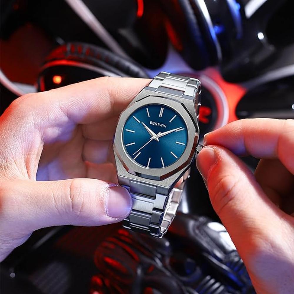 ساعة BESTWIN للرجال، تصميم كلاسيكي فاخر، مقاومة للماء