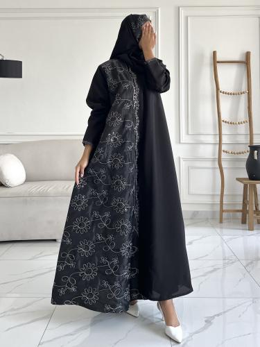 Z305 / قماش كريب وقماش اورقنزا مشجر بالامام يمين