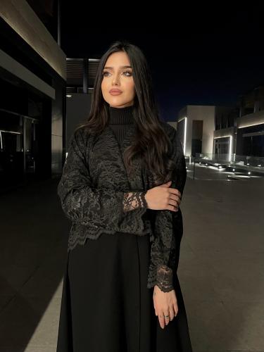 Z271 / قماش كريب سراميك مع دانتيل وكرستال قصة جاكيت