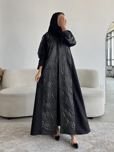 Z278 / قماش كريب مينيمات وجاكار ملون مشجر مع خرز