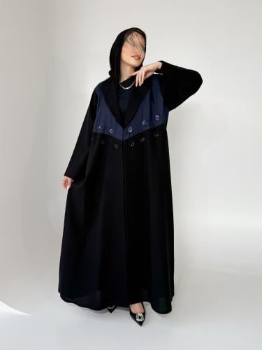 Z282 / قماش كريب مينيمات قصه بليزر اسود وكحلي مع شك