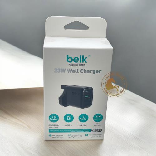 شاحن جداري منفذينPD=22.5 و USB=18 واط شركه بلك