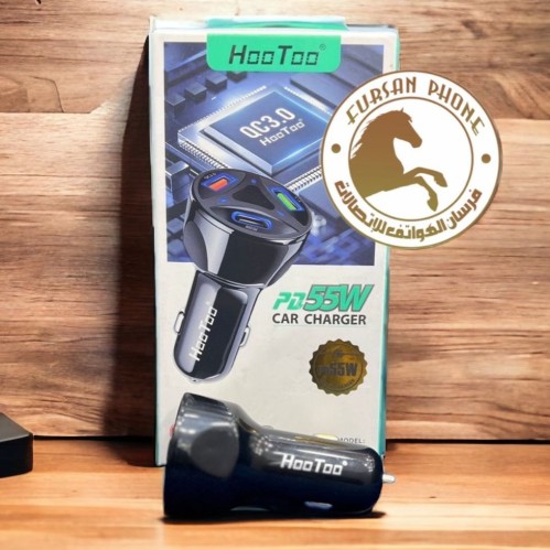 شاحن سياره3منافذ 55W منفذينUSB ومنفذPD أسود شركه هوتو