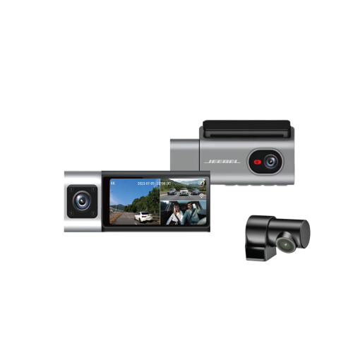 داش كام JEEBEL S500 - كاميرا سيارة ثلاثية العدسات امامي و خلفي و داخلي بدقة 4K + 2K + 1080P - مع GPS وواي فاي 5G - رؤية ليلية متقدمة