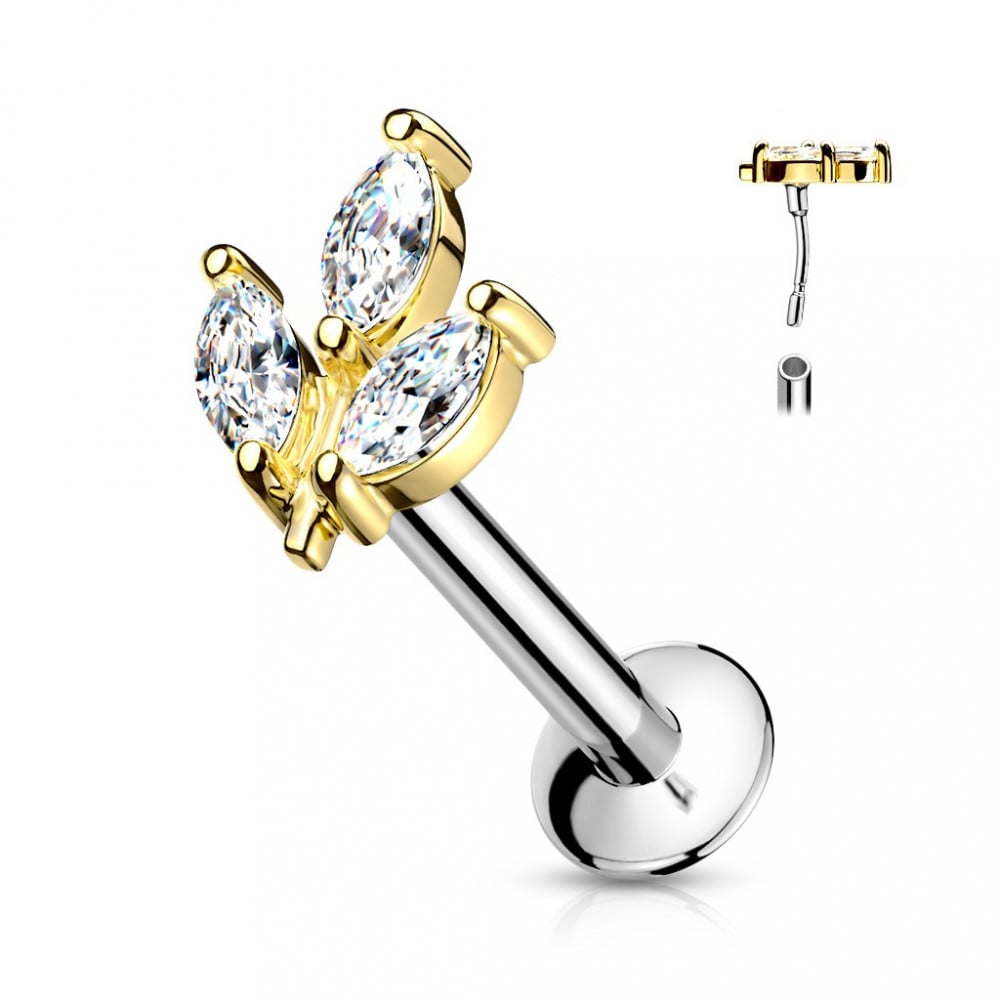 16g Triple Crystal Flat Back