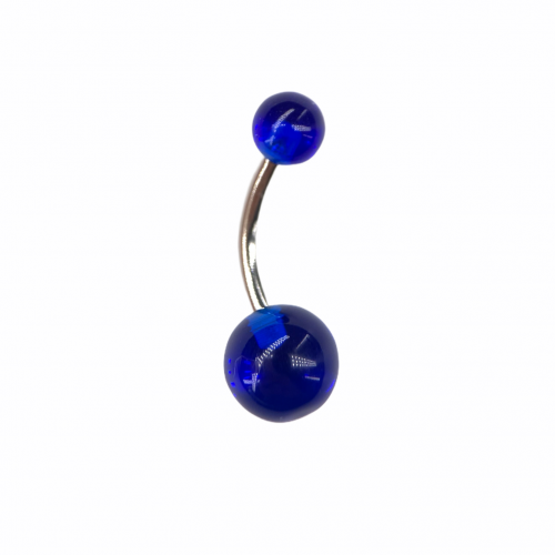 14g Blue Acrylic Balls Belly Ring