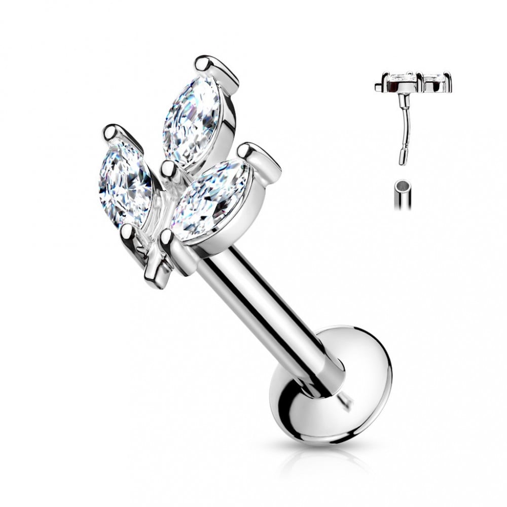 16g Triple Crystal Flat Back