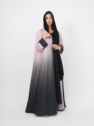 عباية ملونة لايت بيج وردي