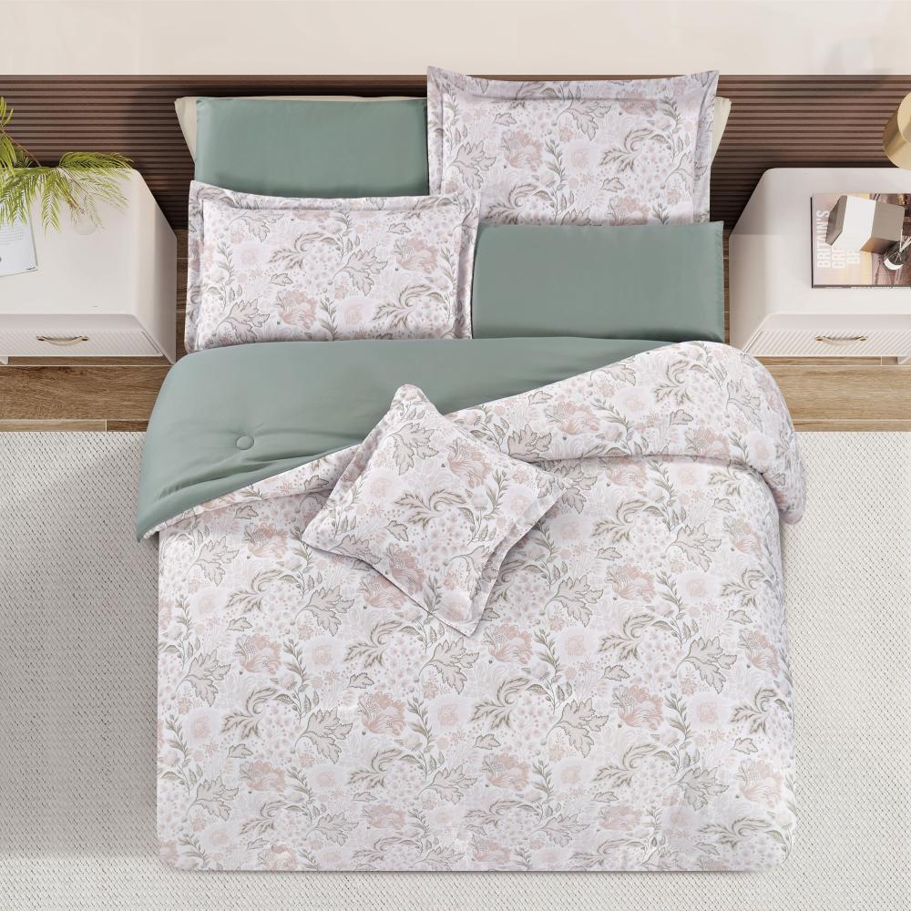 مفرش صيفي مزدوج وجهين 7 قطع - ماريتا - كريمي - زيتي