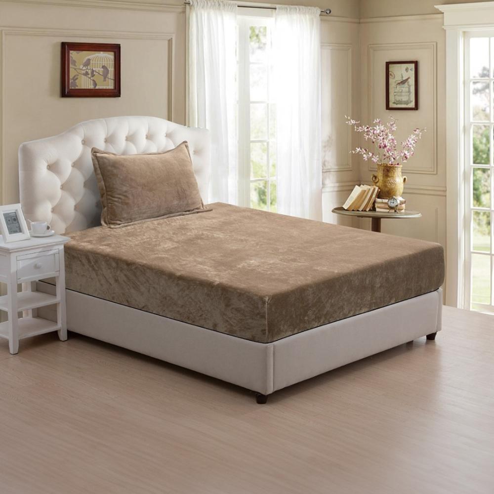 شرشف مغاط شتوي مخمل مفرد ونص 2 قطعه شتوي - بني فاتح