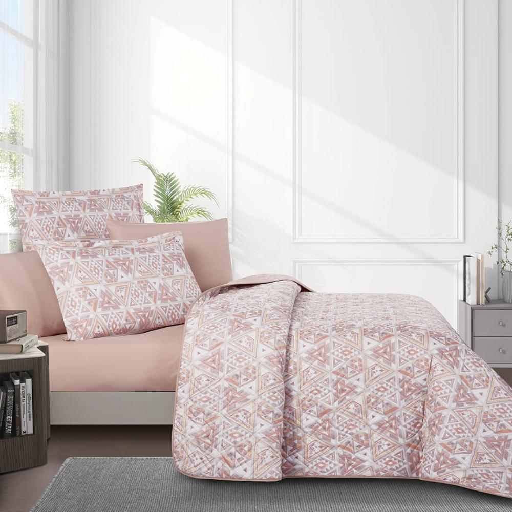 مفرش صيفي مزدوج حشوة مضغوطه 6 قطع - لونيا - كريمي - بيج