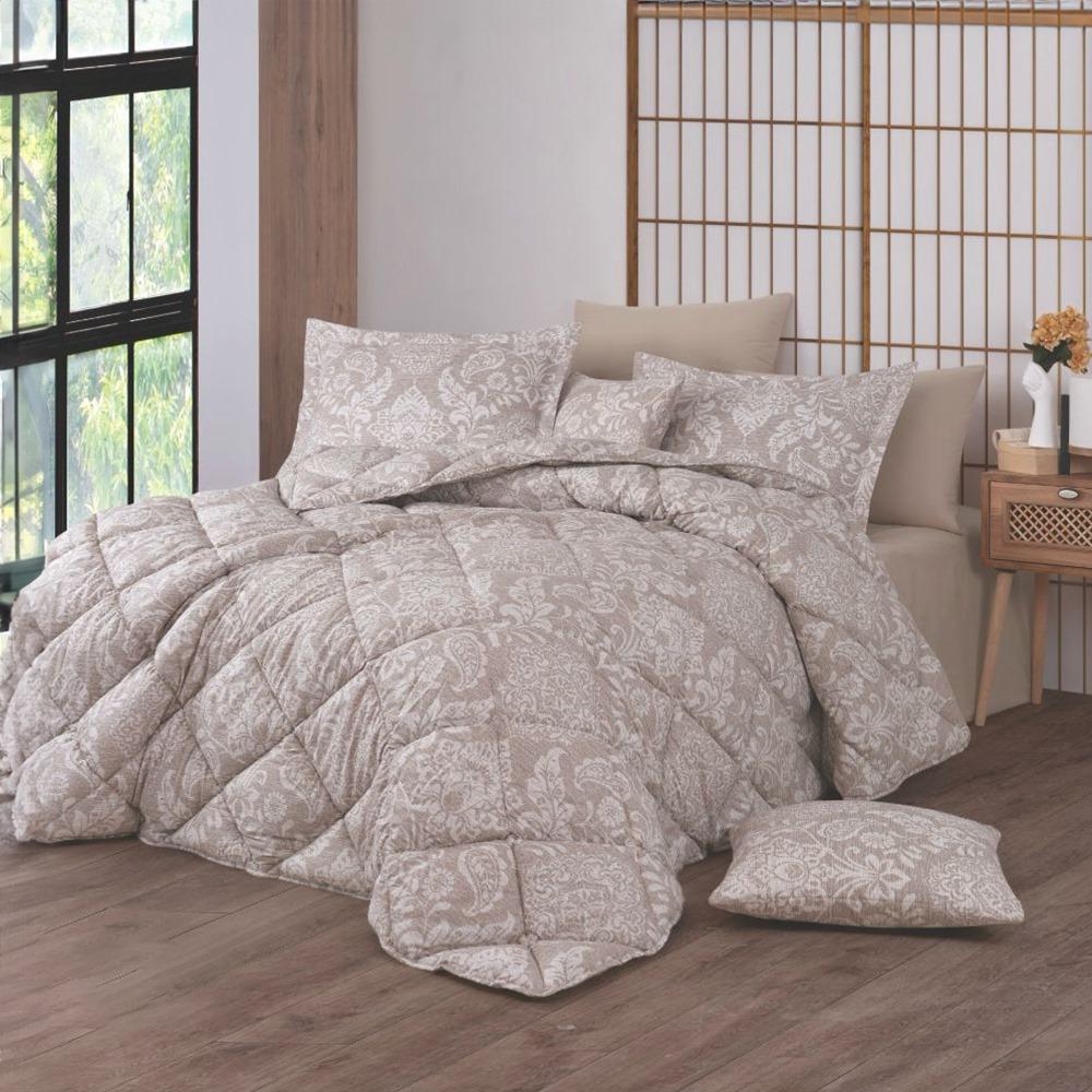 Al Yufain Summer double Turkish cotton bedding set Dark beige Beddings Melen