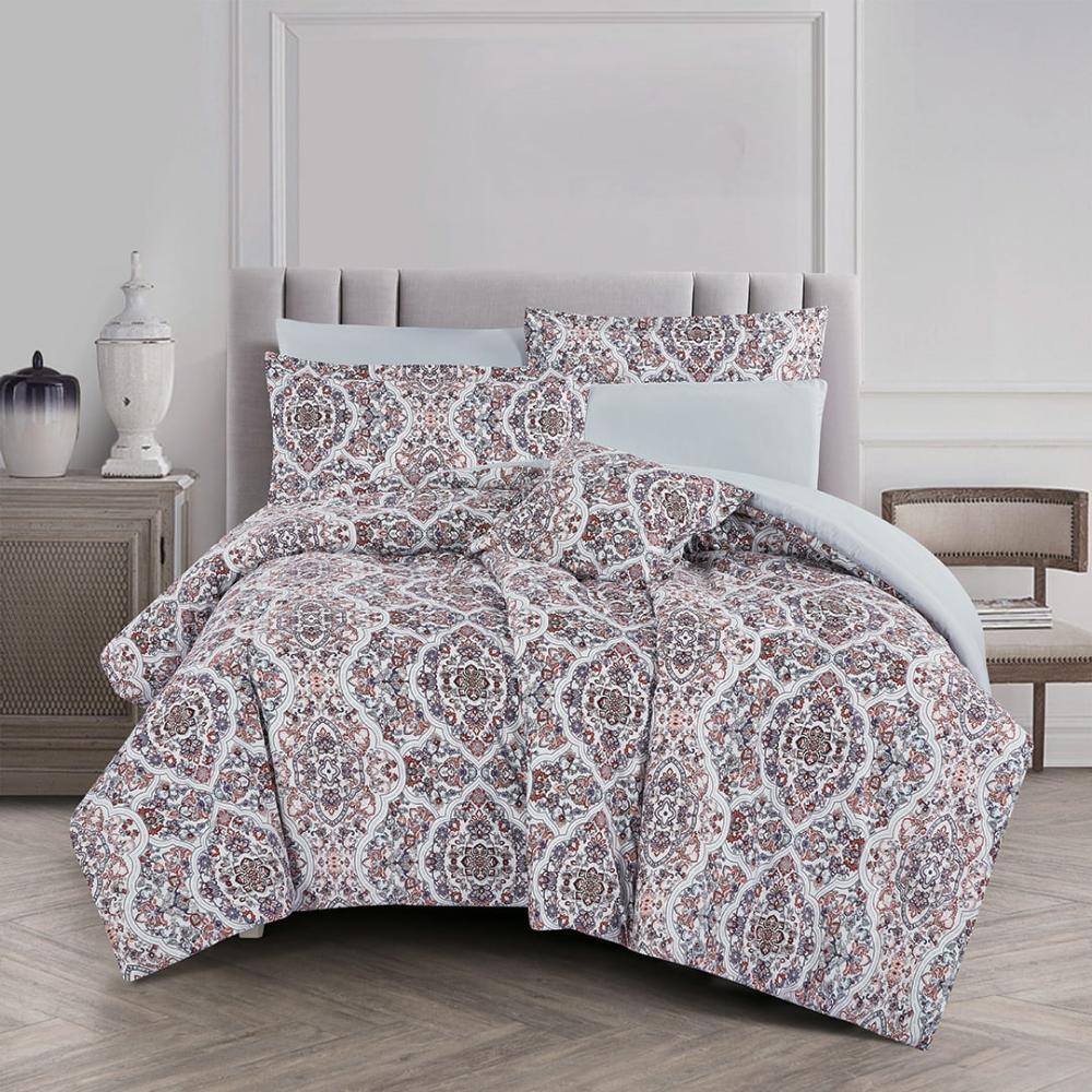 مفرش صيفي مزدوج وجهين ٧ قطع - اوركا - ابيض عاجي - رصاصي