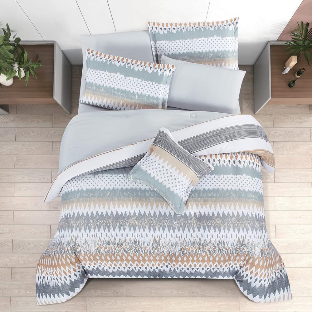 مفرش صيفي مزدوج وجهين ٧ قطع - اوركا - ابيض - رصاصي