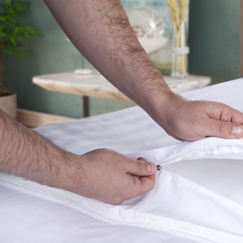 بيت لحاف مزدوج فندقي قطن 6 قطع - ابيض