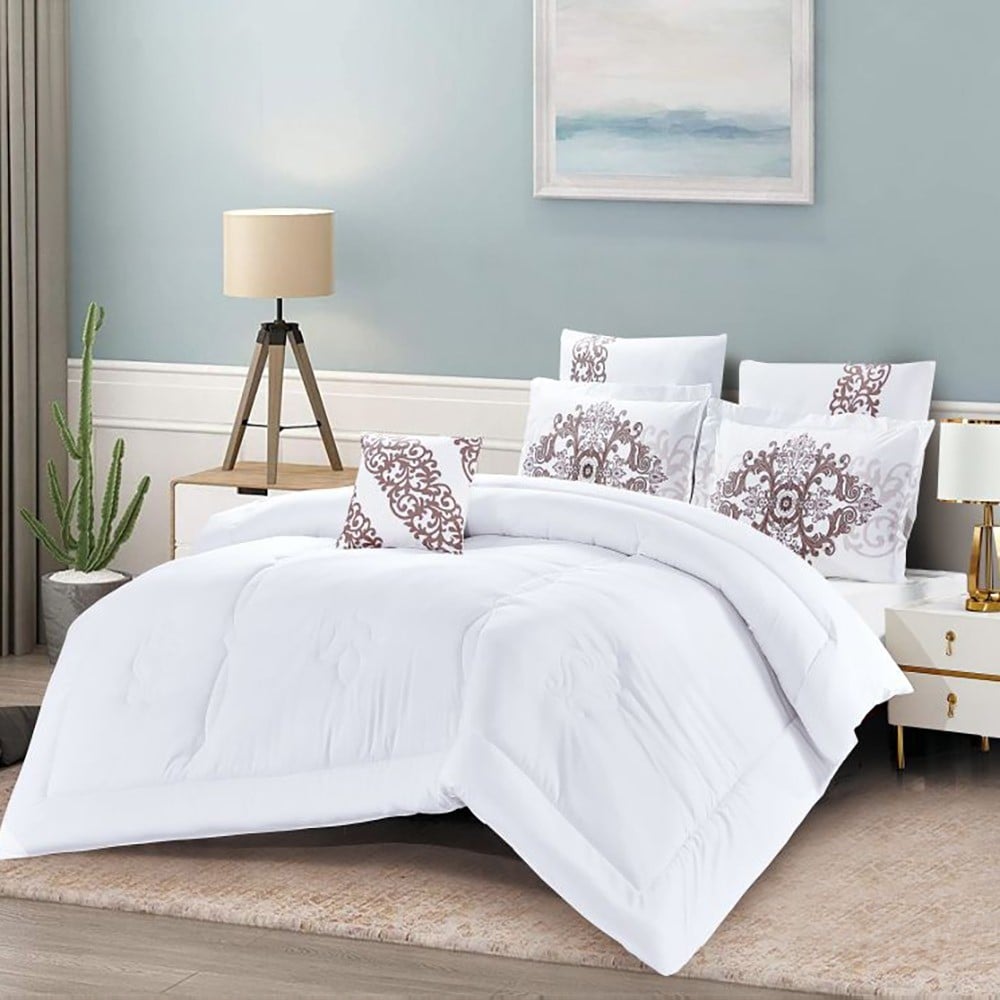 مفرش صيفي مزدوج 7 قطع - اليوت - أبيض