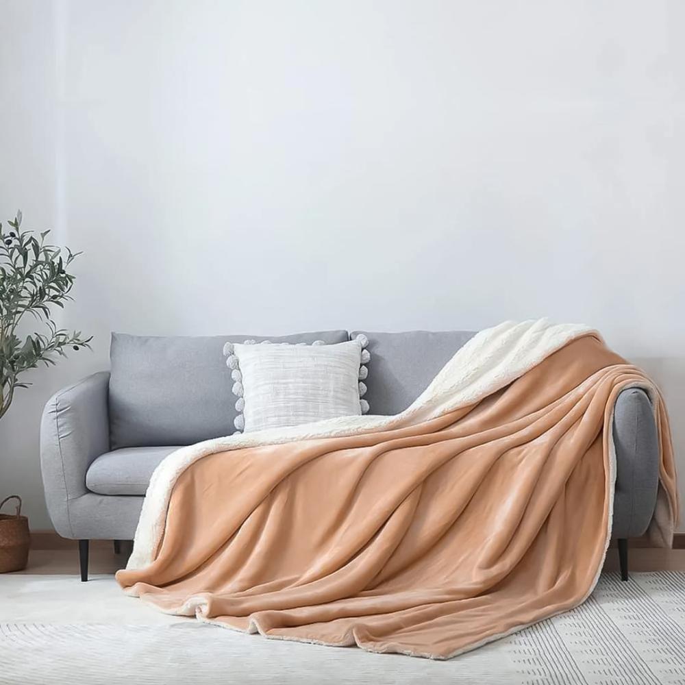 بطانية مخمل وفرو فيرين 200 × 230 - بيج غامق
