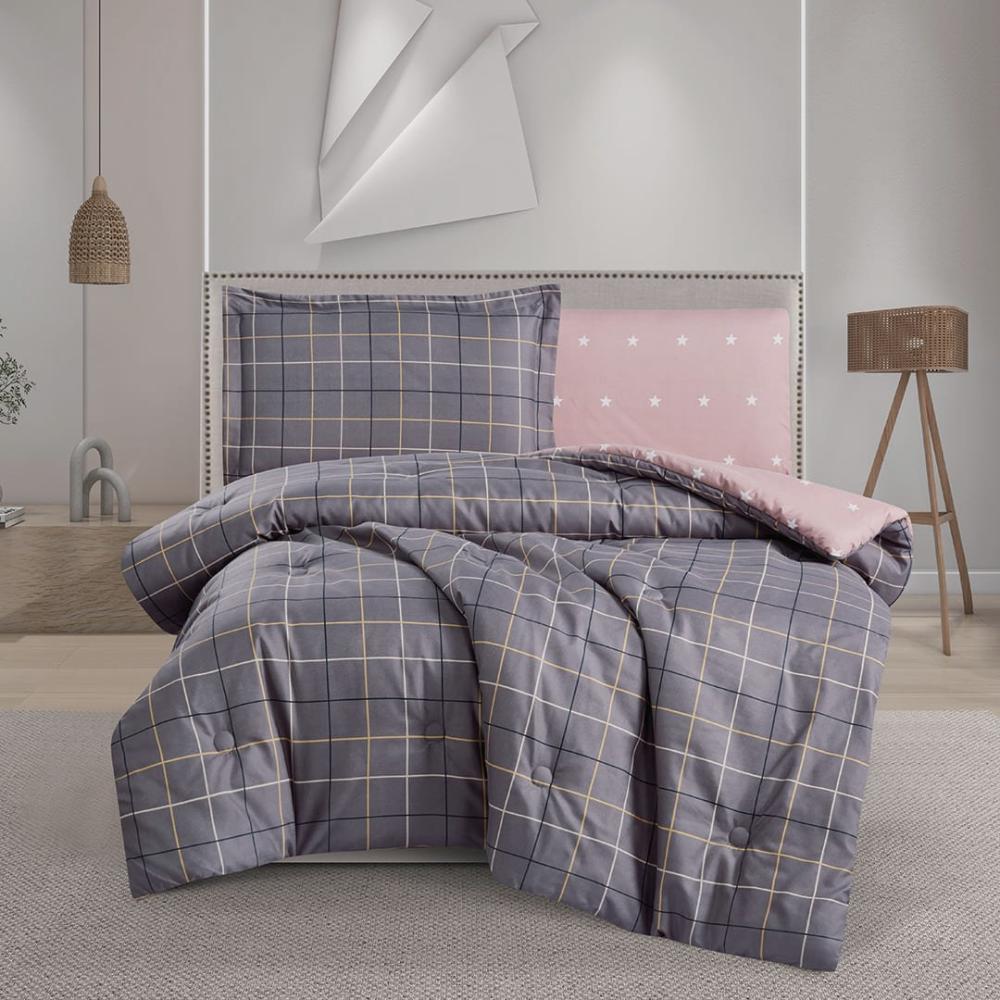 مفرش صيفي مفرد ونص 4 قطع - ليتون - رمادي غامق - لحمي