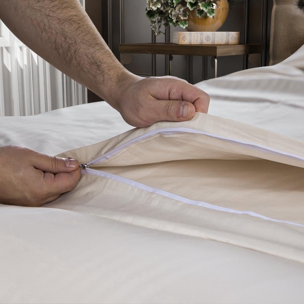 بيت لحاف مزدوج فندقي قطن 6 قطع - رصاصي فاتح