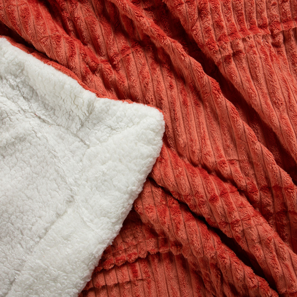 اجمل بطانية خفيفة مخمل وفرو مزدوج - ريلاس - لون برتقالي - ميلين