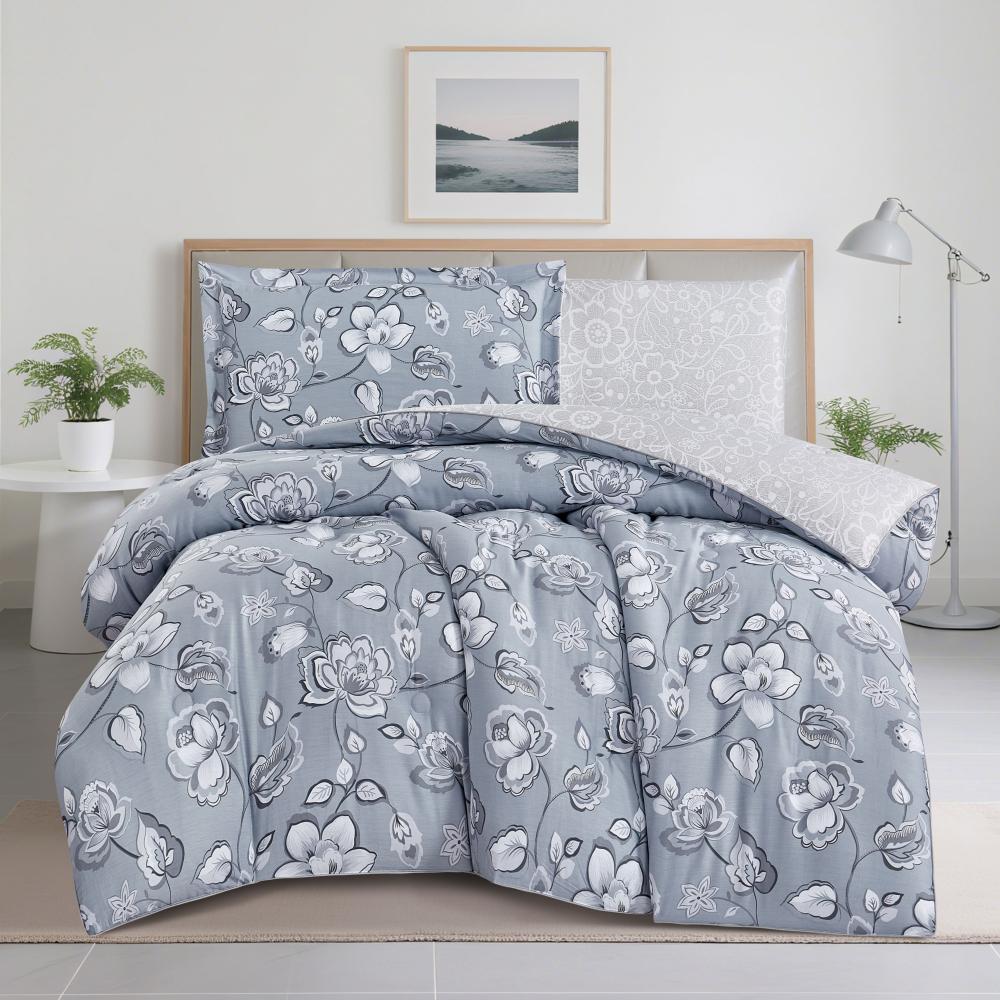 مفرش قطن صيفي مفرد ونص ٤ قطع - فاليريا -رمادي - رصاصي