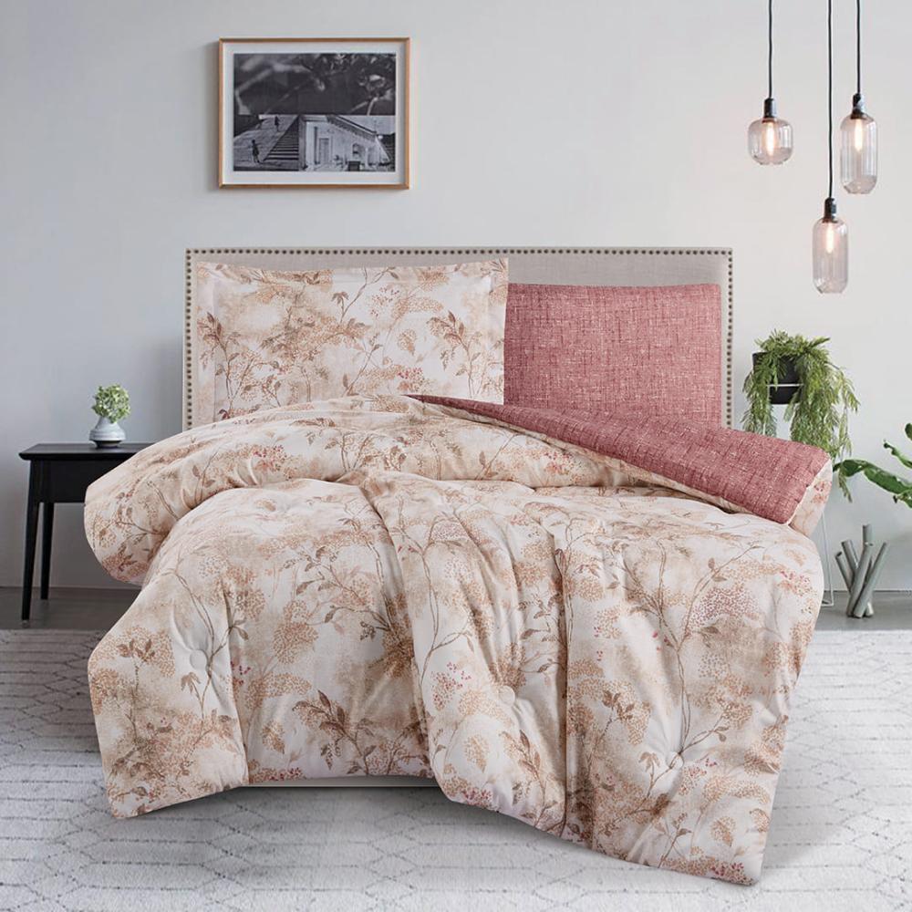 مفرش صيفي مفرد ونص 4 قطع - ليتون - بيج - لحمي غامق